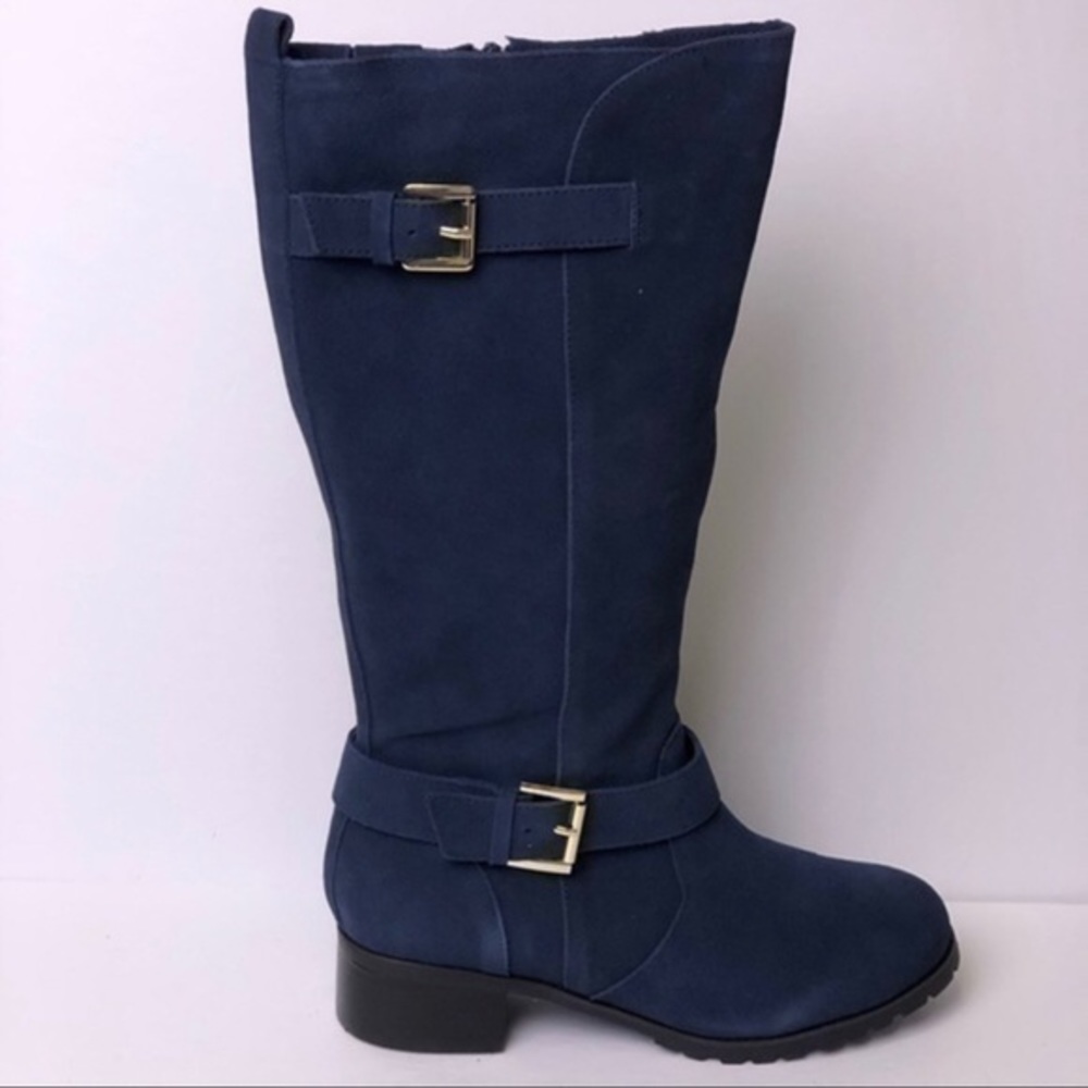 New Hot in Hollywood BlueSuede Moto Riding Boots,7